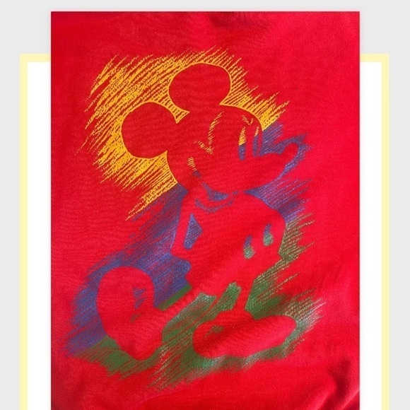 DISNEY Designs Vintage Mickey Mouse Red Colorful Crewneck Sweatshirt Made USA - Picture 2 of 7